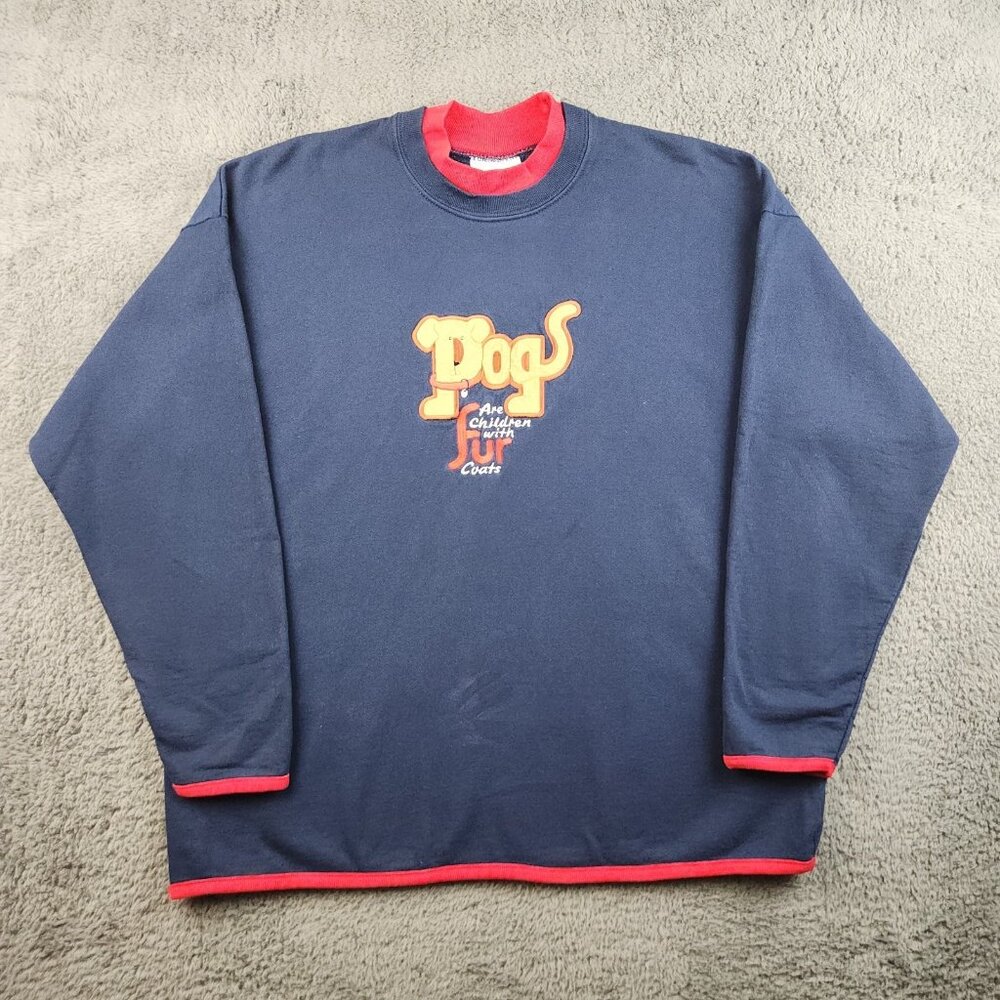 Women's Vintage‎ Dogs Crew Neck Sweatshirt Extra Large Embroidered Puppy Sweater